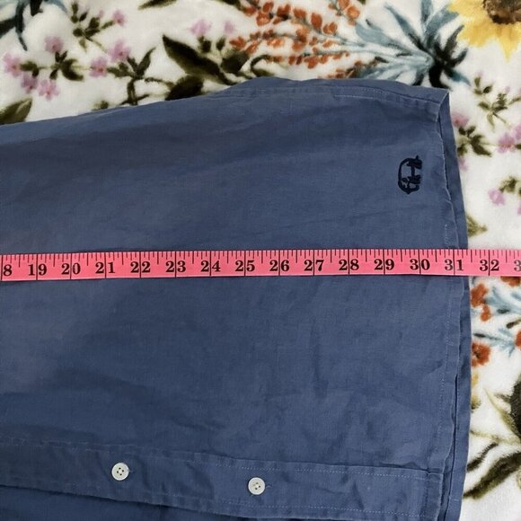 Oriental Style Shirt Mens XL Blue Linen Button Down Long Sleeve Neutral - Picture 5 of 7